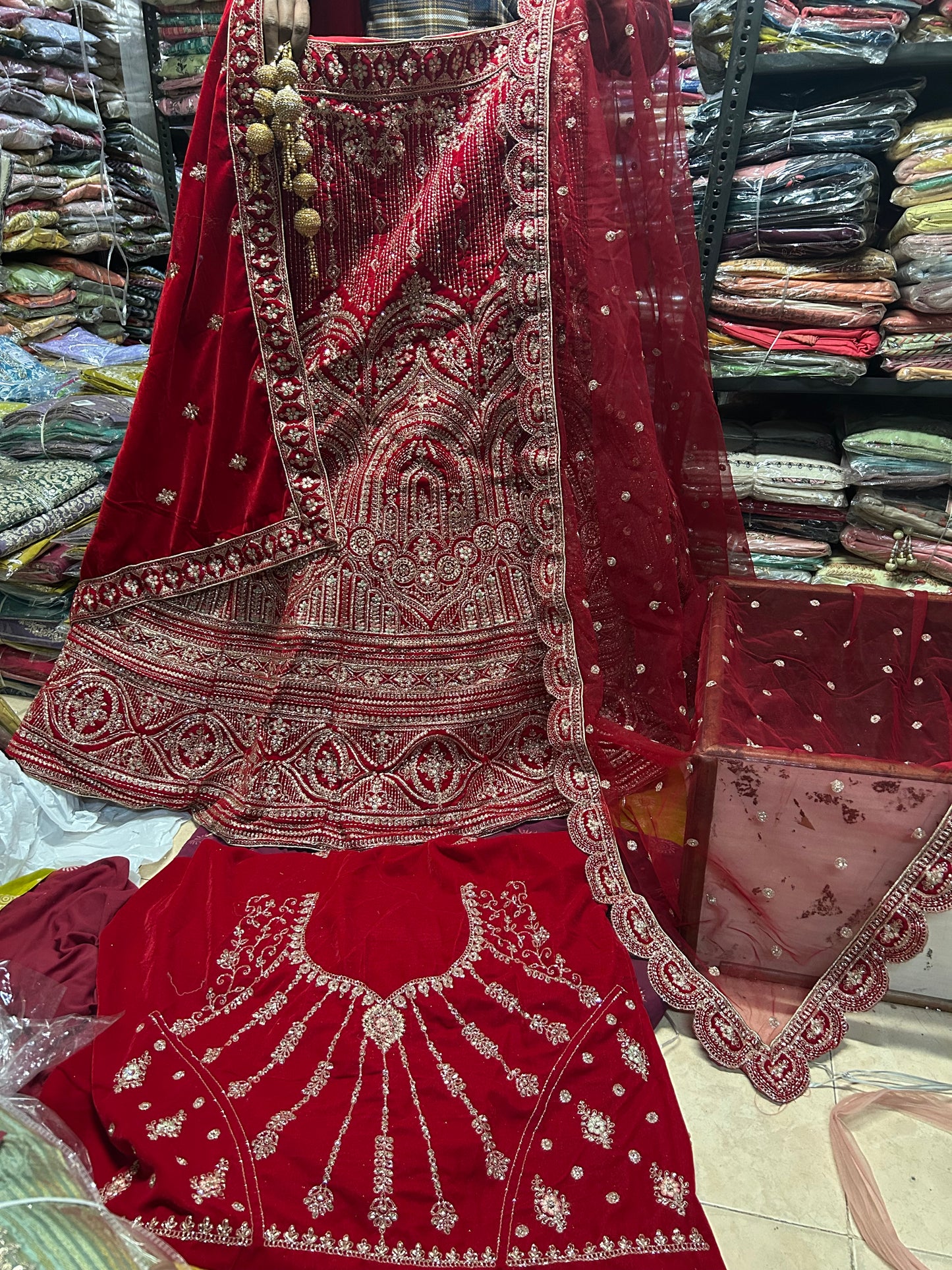 Delightful red bridal lehenga