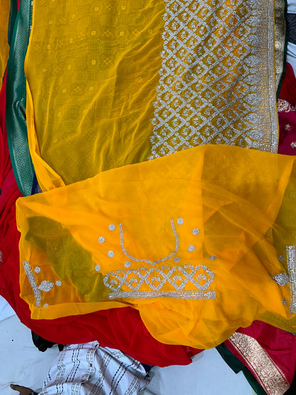 Yellow haldi mehendi Saree