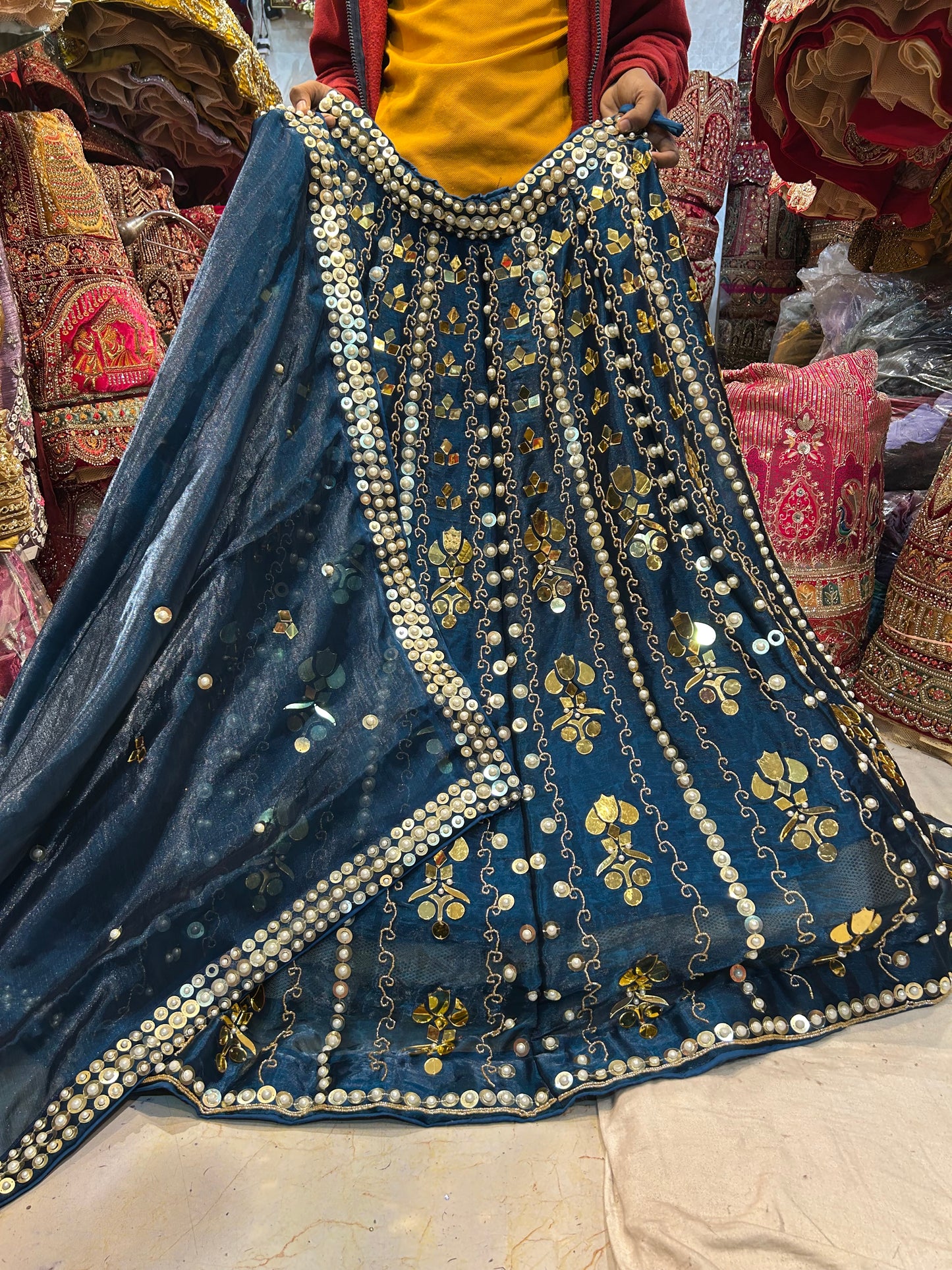 Delightful blue pearl Lehenga