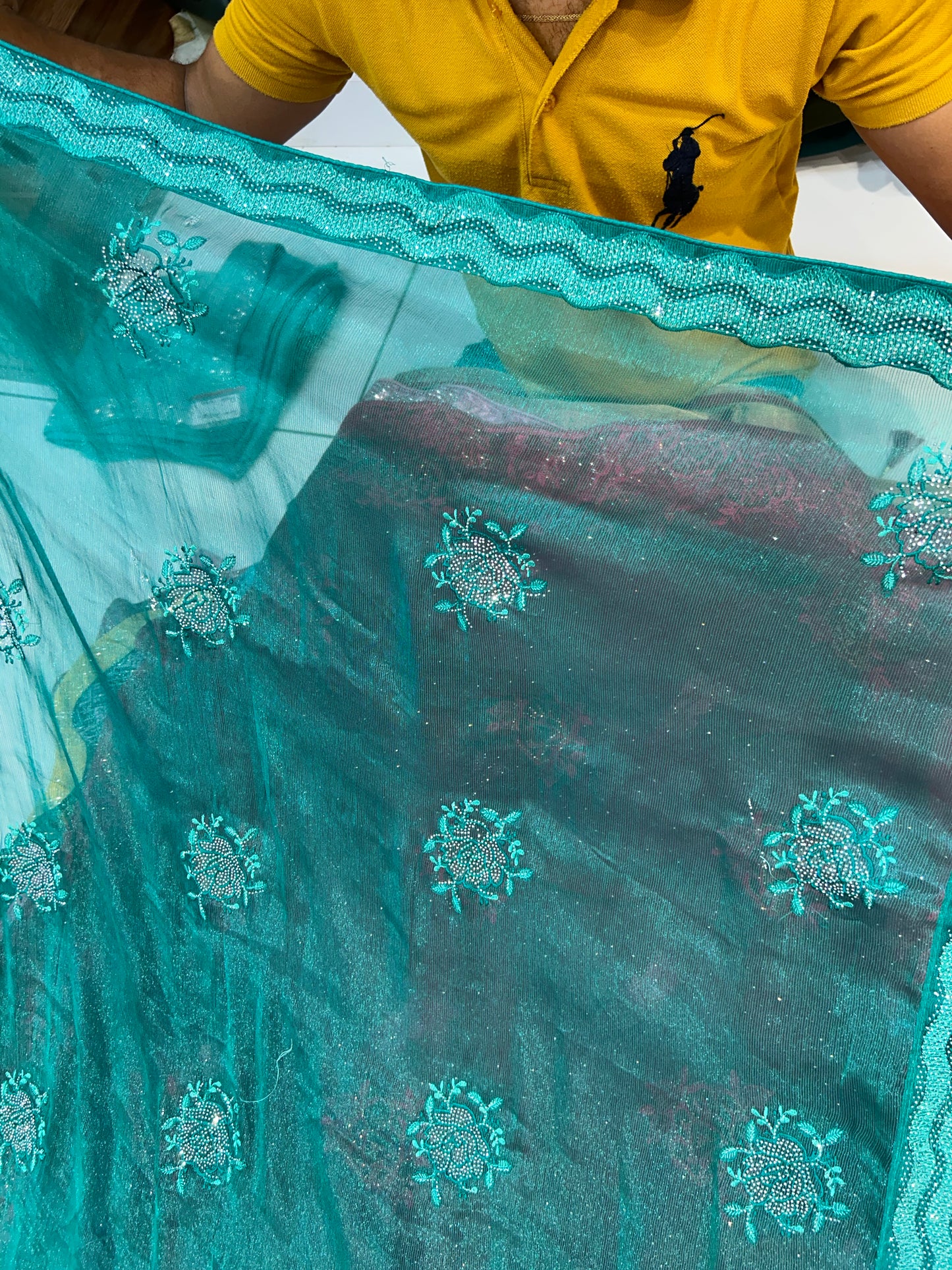 Wonderful Aqua Green saree