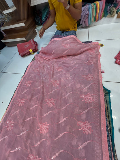 Baby pink lovely saree