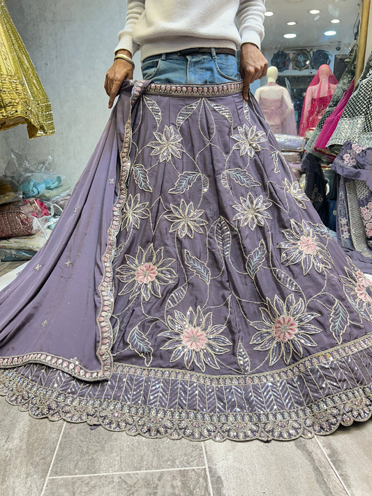 Attractive lavender lehenga