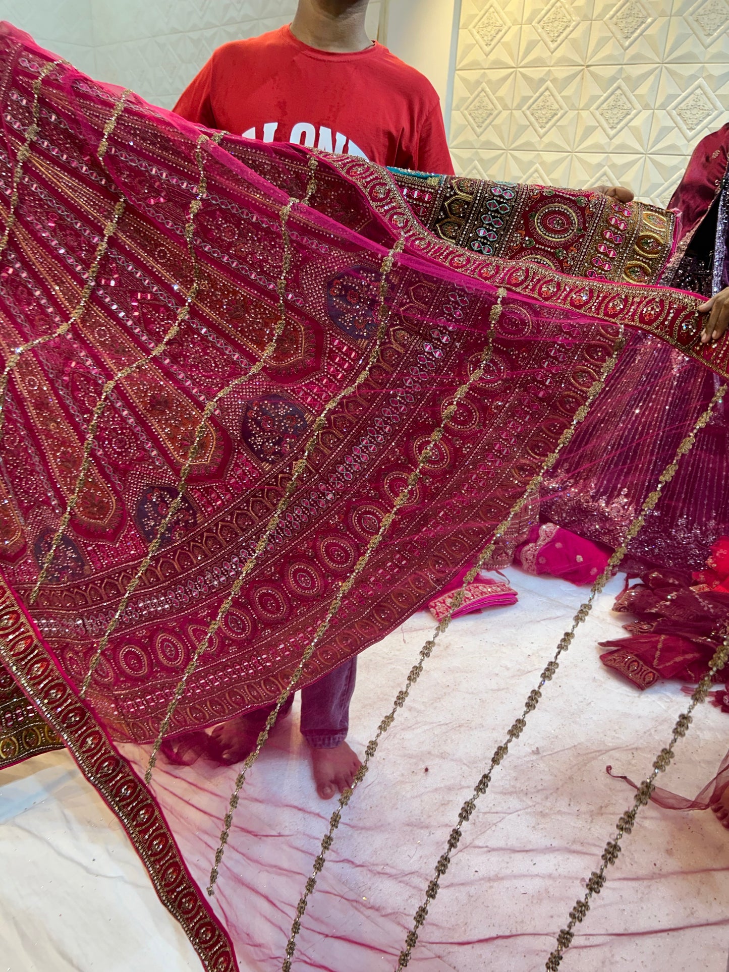 Dark pink bridal Lehenga