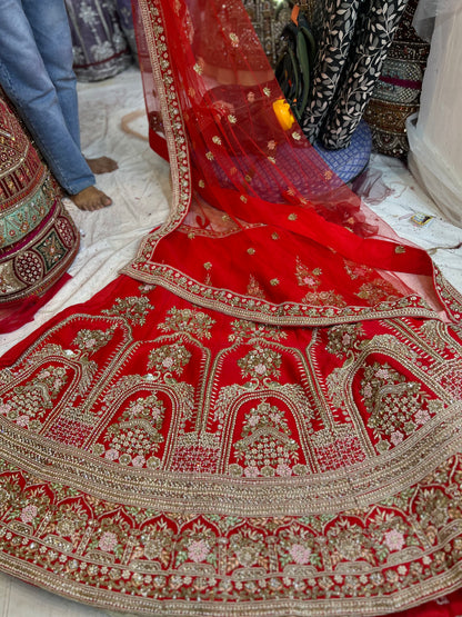 Pure Handwork Red lehenga