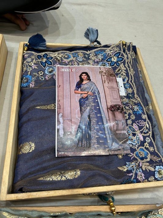 Gajab blue purple violet fancy saree