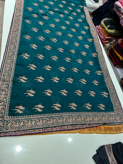 Pretty blue heavy border saree