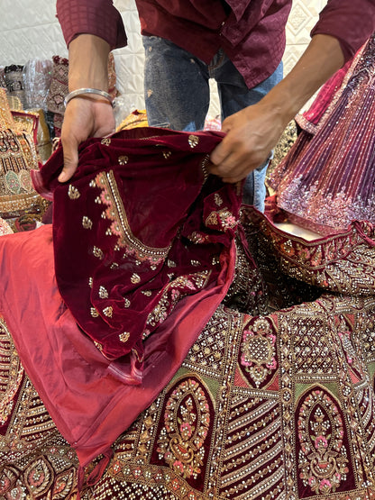 Glamorous maroon bridal Lehenga