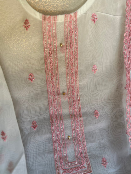 Fair white pink Unstitched suit