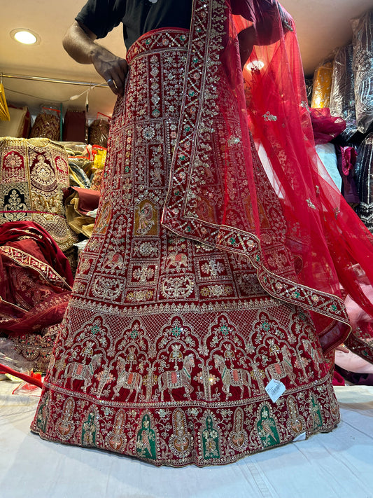 Fabuloso doli rojo barat Lehenga