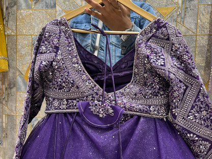 Good looking purple crop top lehenga