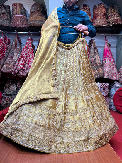 Attractive golden lehenga