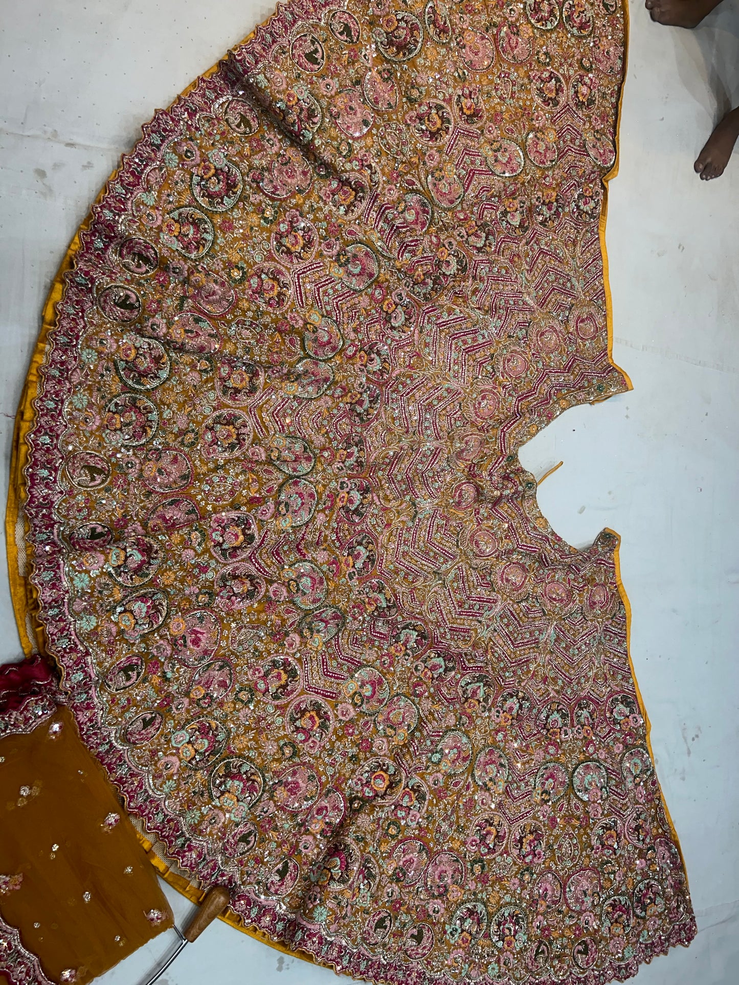 Rajwada yellow Peacock Handwork Lehenga