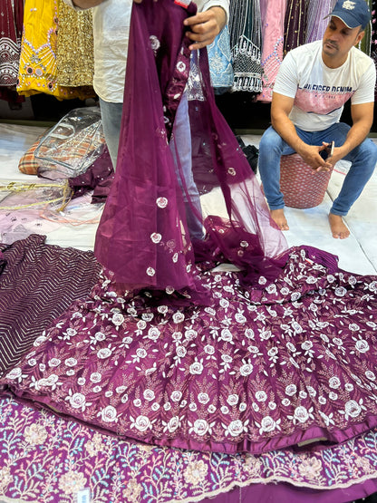 Attractive violet purple lehenga