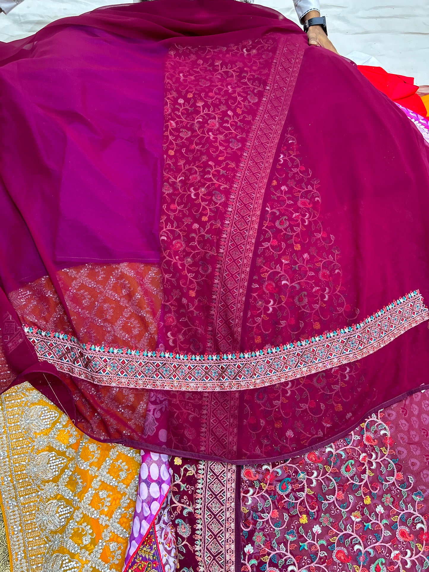 Eye catching wine Saree