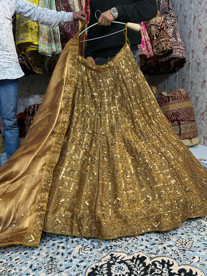 Beautiful golden mirror lehenga