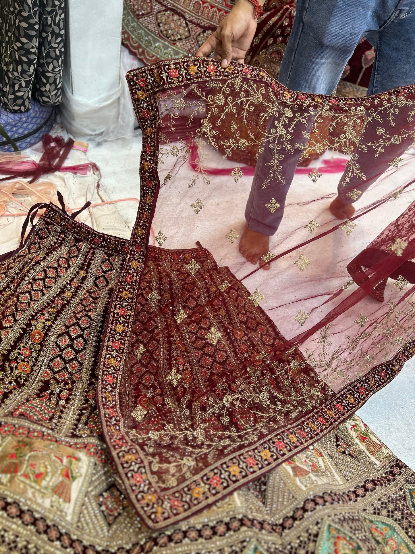 Fantastic maroon doli barat bridal lehenga