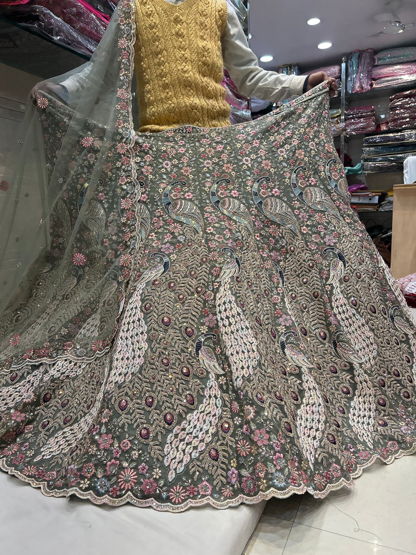 Khoobsurat peacock pista green Lehenga