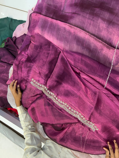 Purple Violet sparkling saree