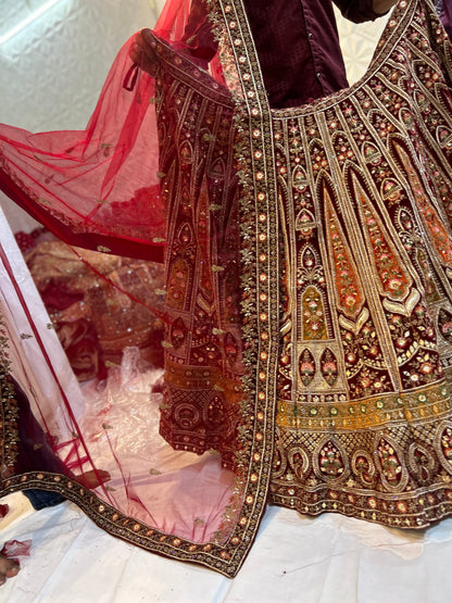 Lovely maroon bridal Lehenga