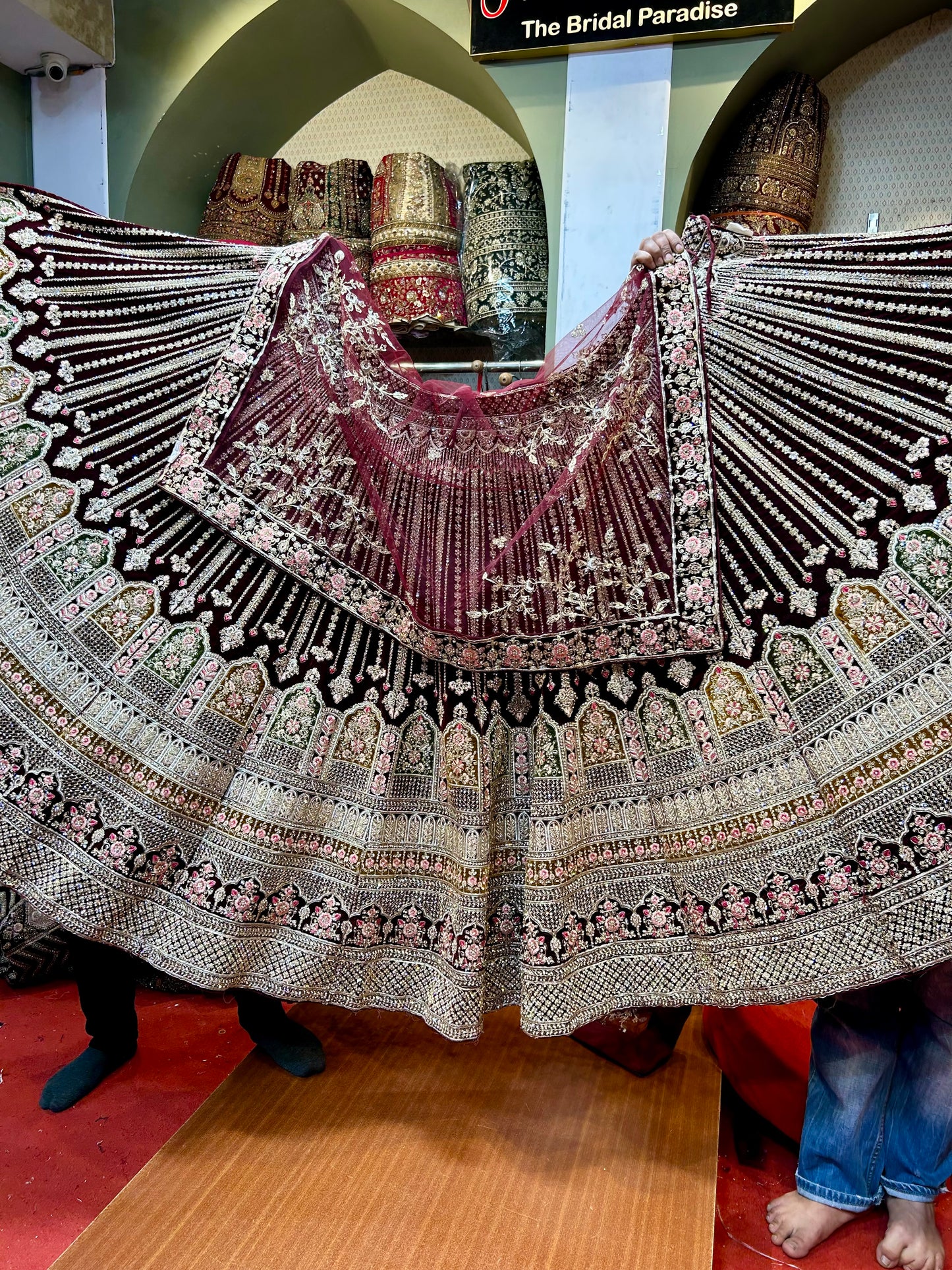 Designer maroon bridal Lehenga