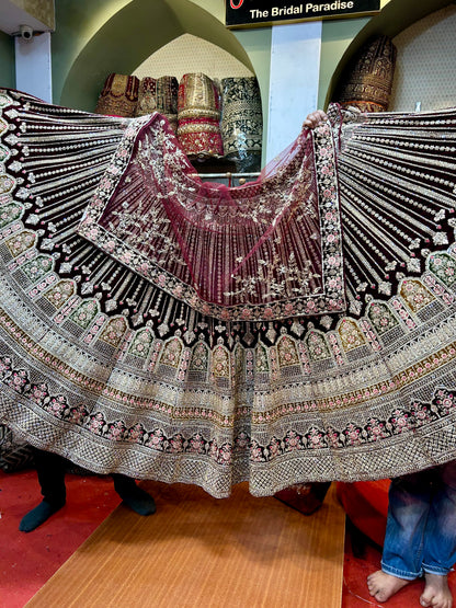 Designer maroon bridal Lehenga