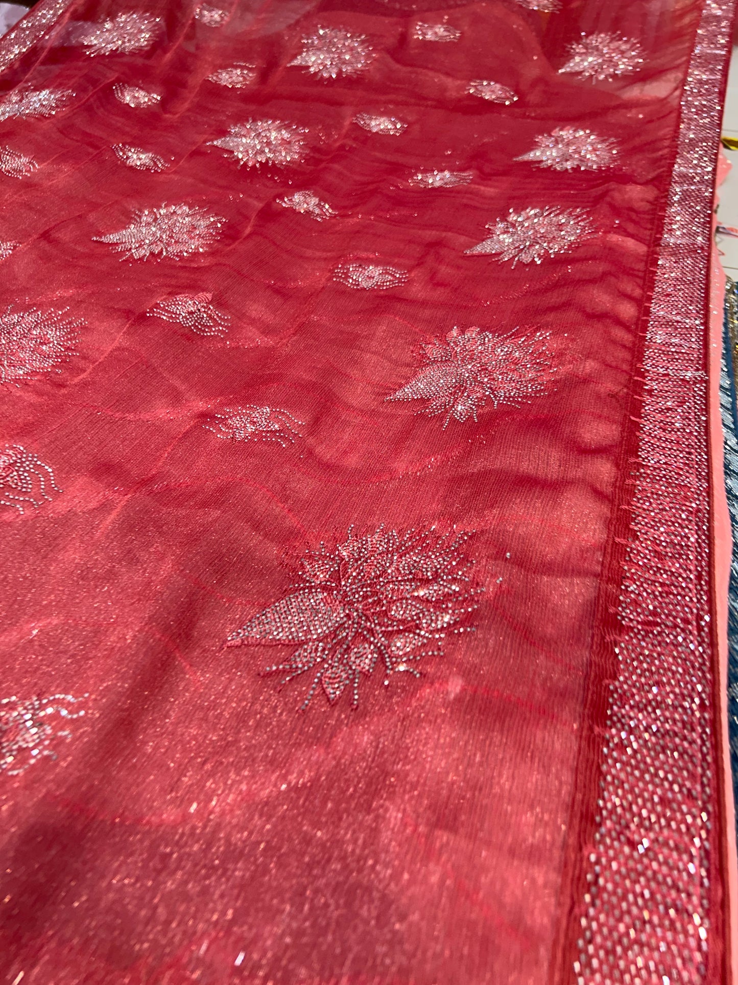 Tremendous Orange Peach saree