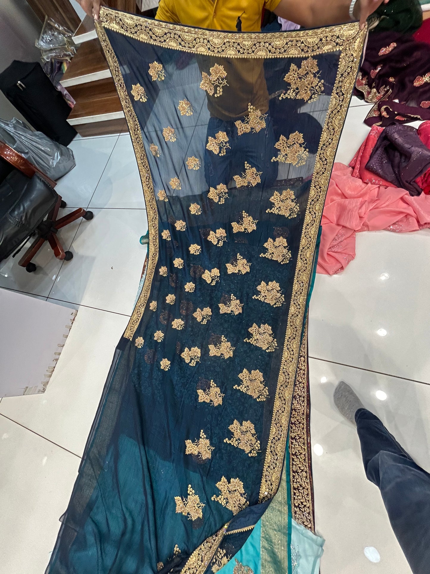 Amazing dark blue saree