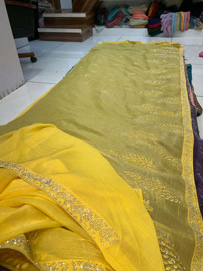 Yellow Haldi mehendi saree