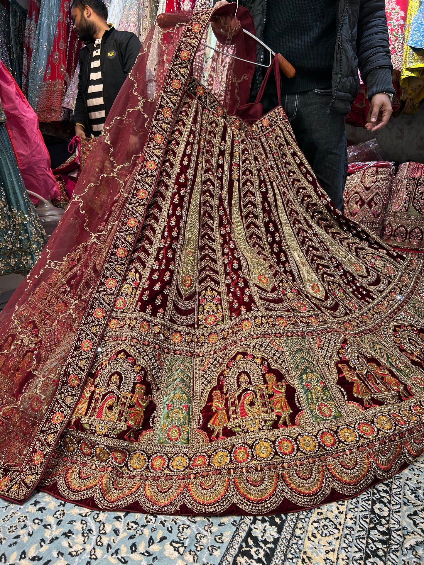 Cute maroon Doli Barat bridal  lehenga