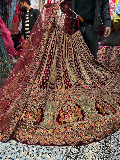 Cute maroon Doli Barat bridal  lehenga