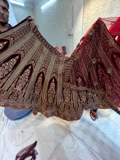 Good looking maroon bridal Lehenga