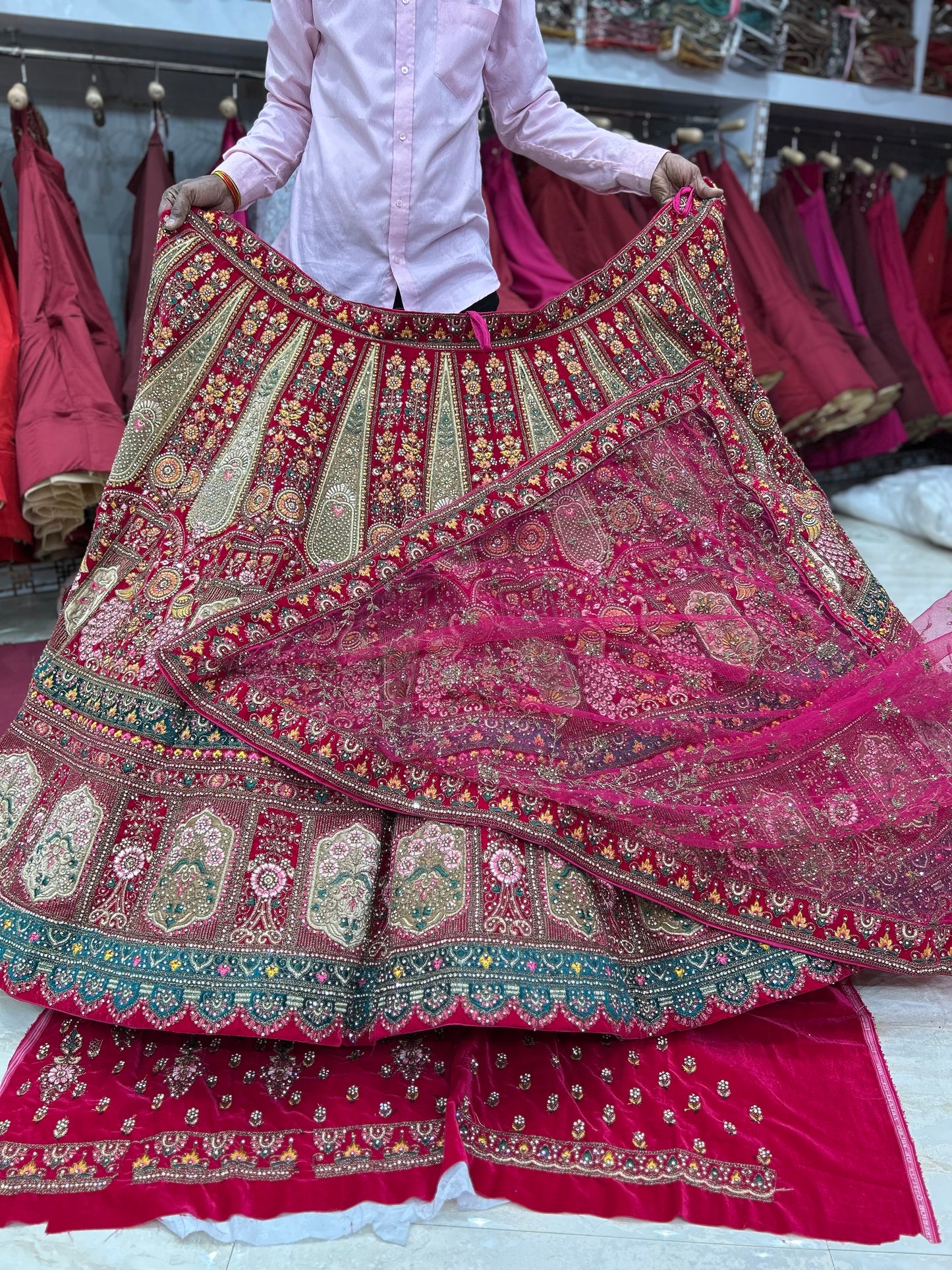 Something different red bridal lehenga