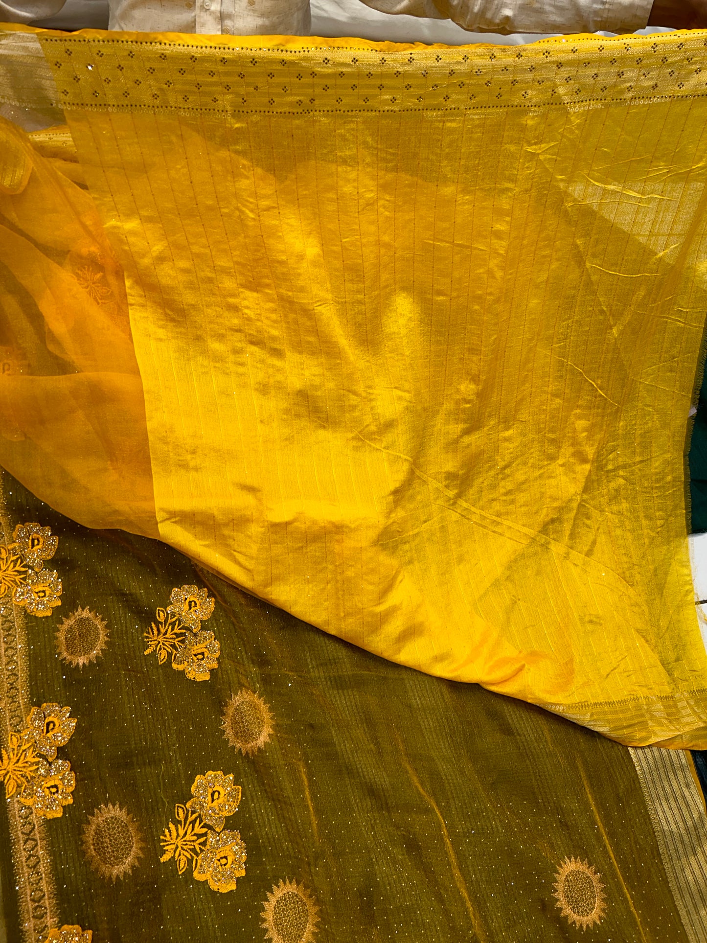 Yellow Haldi mehendi saree