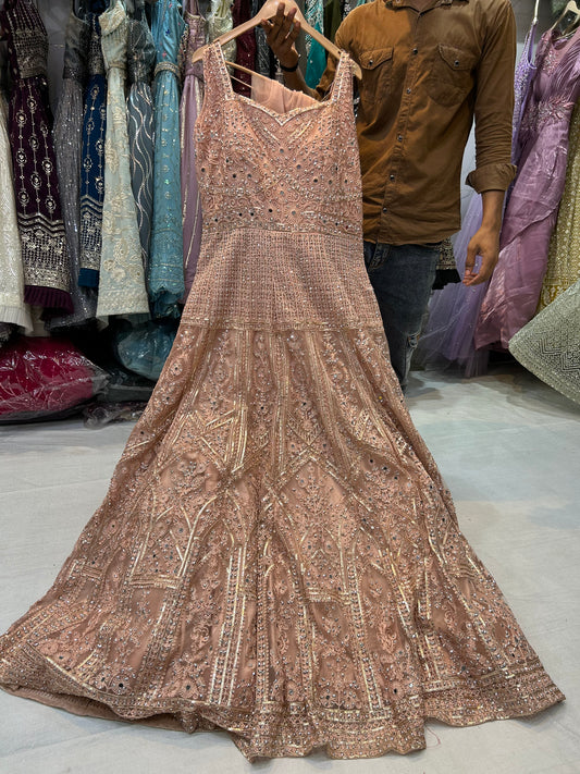 Astonishing orange beige gown