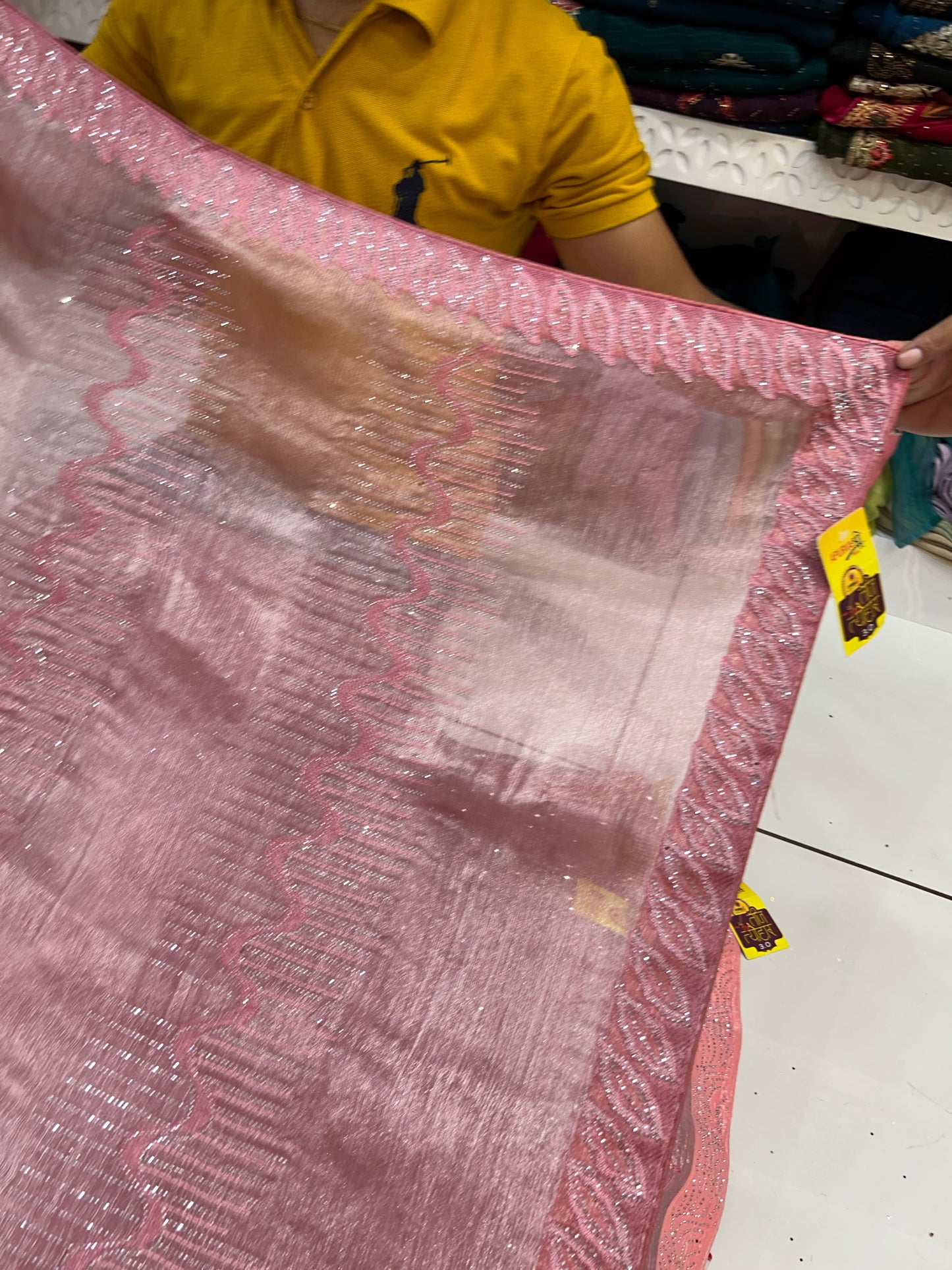 Extraordinary pink Lilac peach saree