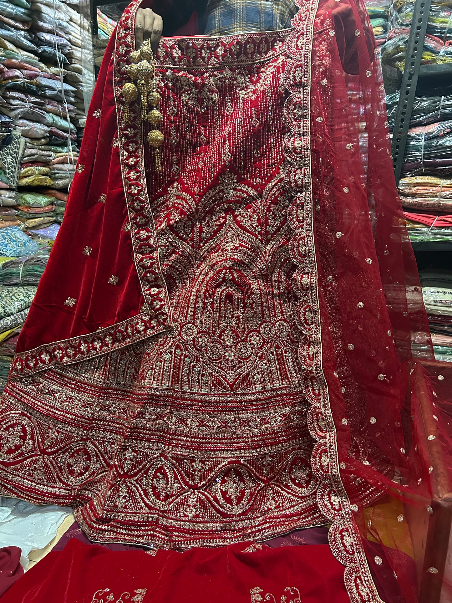 Delightful red bridal lehenga