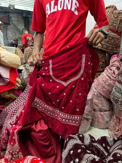 Cherry maroon bridal lehenga