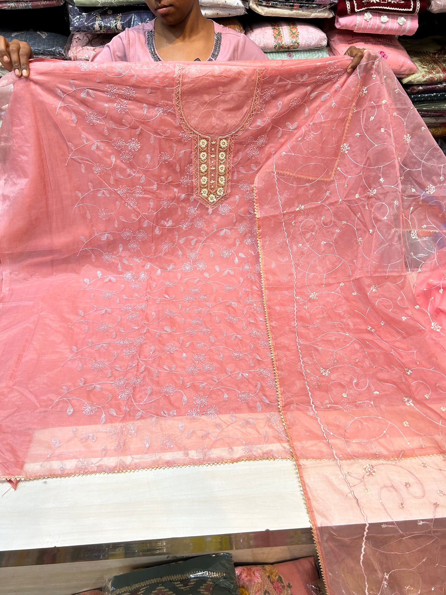 Astonishing pink unstitched suit