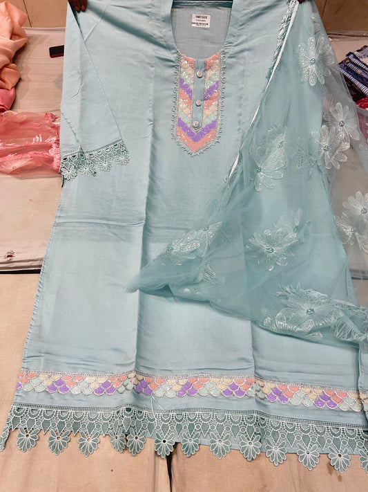 Sky blue astonishing Unstitched Suit 😍