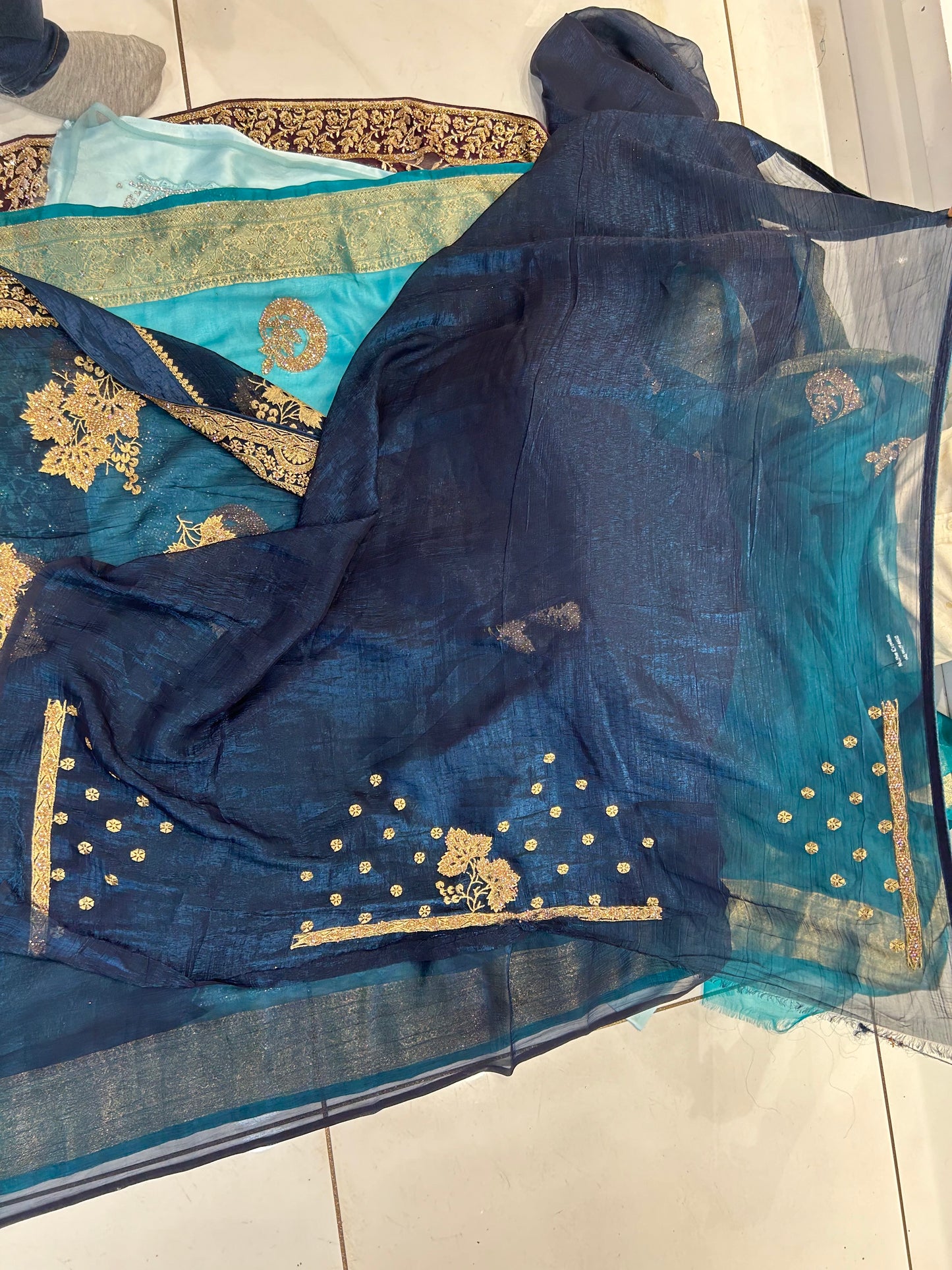 Amazing dark blue saree