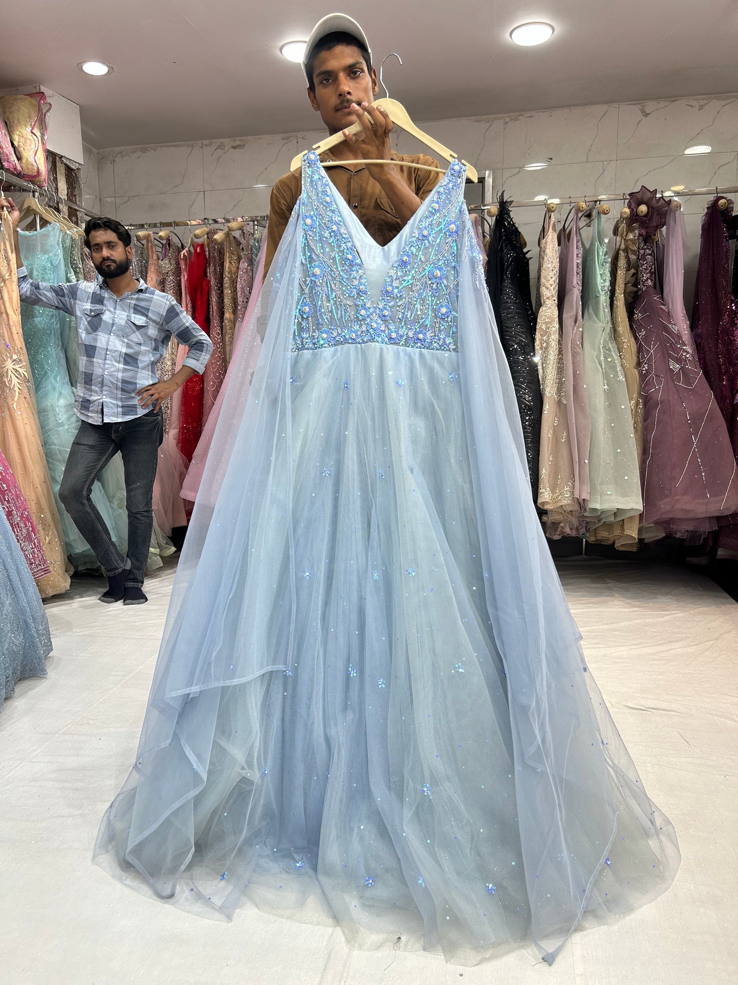 Fabulous Flairy blue Gown