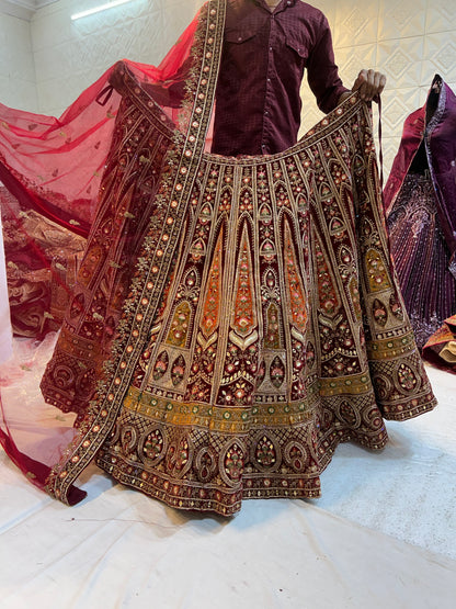 Lovely maroon bridal Lehenga