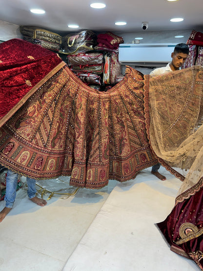 Maroon Peacock bridal lehenga