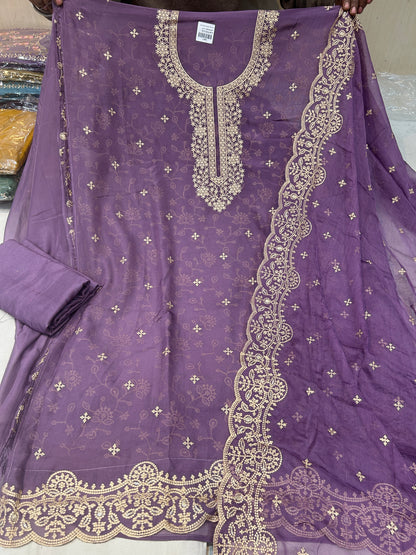 Purple Fancy women Unstitched Suit