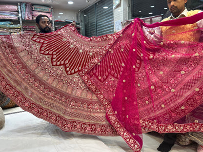 Cute red jhumka bridal Lehenga