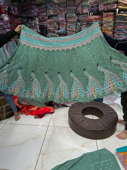 Pretty green peacock lehenga