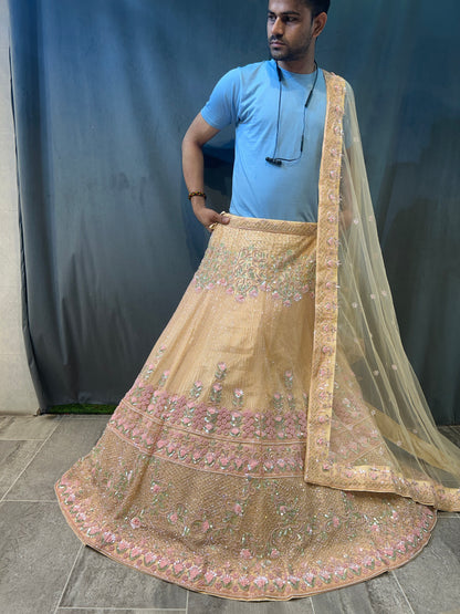 Awesome GOlden peach yellow Lehenga