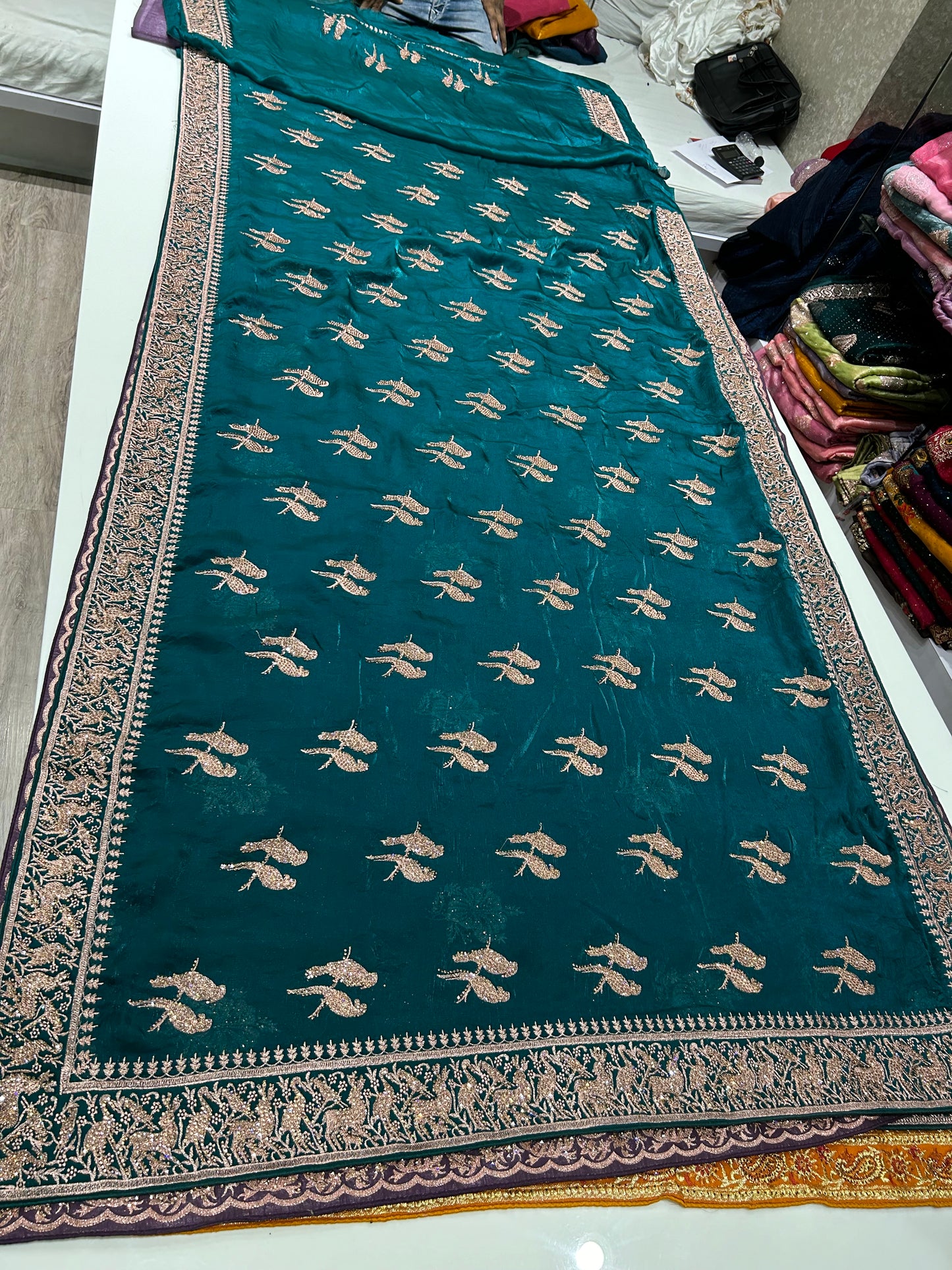 Pretty blue heavy border saree