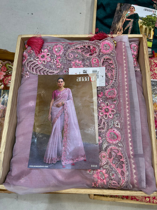 Fabuloso sari rosa elegante