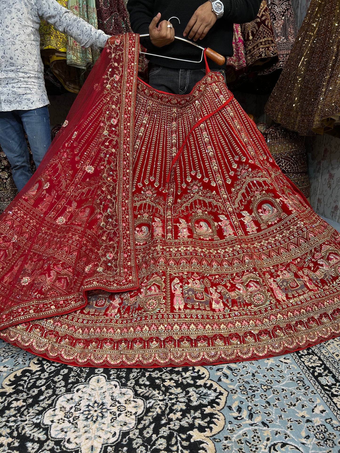 Cute red doli barat bridal lehenga